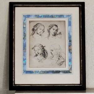 Antique Study of Heads by Raffael ART Lore F65-5517 Framed 15x12x1.5"